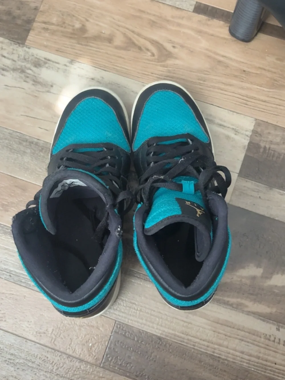 Jordan Kids Teal and Black Mid-Top Sneakers with Gold Jumpman
